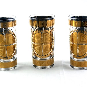 ヴィンテージ カルバー 22Kゴールド コロネット ハイボールグラス - 3個セット (1960年代)
