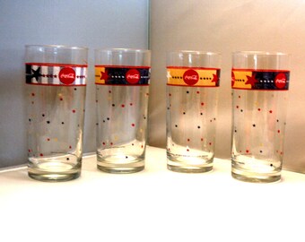 Coca Cola Patriotic Stars Tumbler Set (4 Glasses) by Anchor Hocking