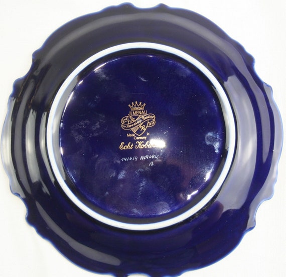 Cobalt Porcelain Trinket Box and Plate: Gold Flor… - image 10