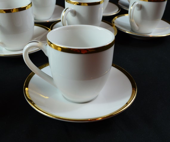 Williams Sonoma Brasserie White and Gold Tea/espresso/demitasse