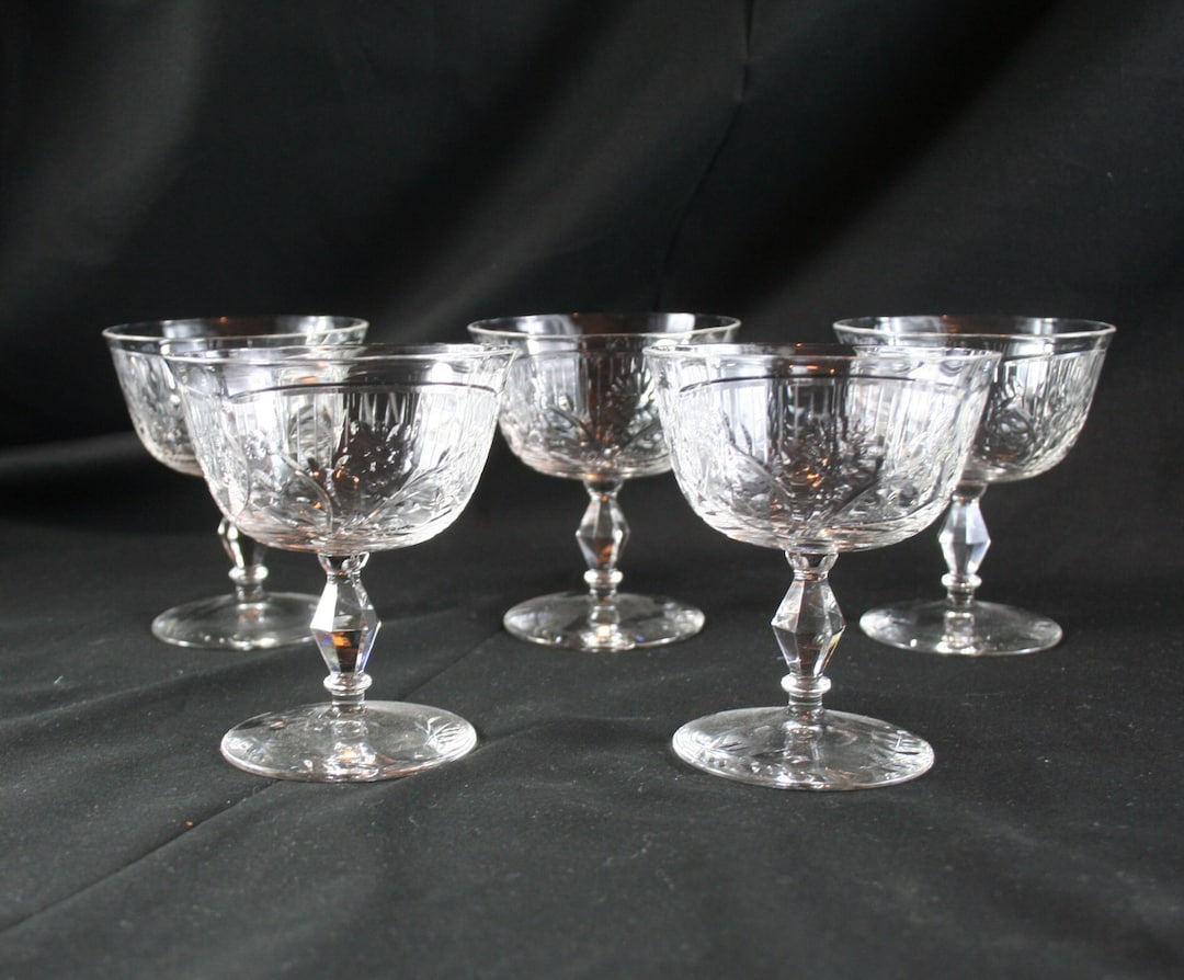 Libbey Rock Sharpe "marina" Pattern Low Sherbet/champagne Crystal