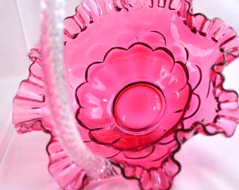 ビンテージ フェントン クランベリー コイン ドット オパールセント