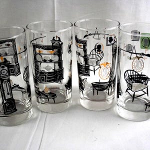 Libbey Colonial Homestead Highball Glasses: Mid-Century Frieda Diamond, Set of 4