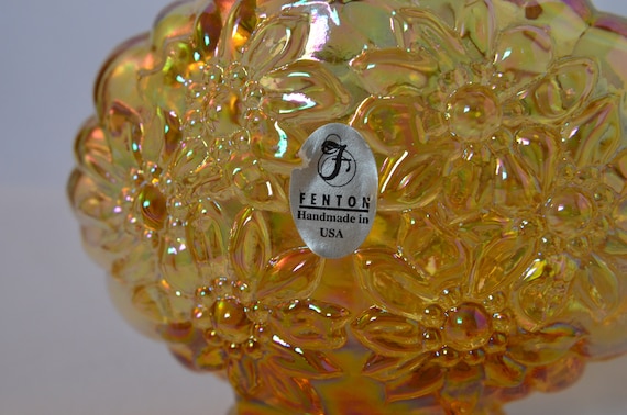 Fenton Carnival Glass Iridescent Yellow Marigold … - image 2