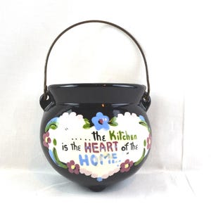 Vintage Cleminsons Pottery Wall Pocket, Hand Painted Kitchen Decor
