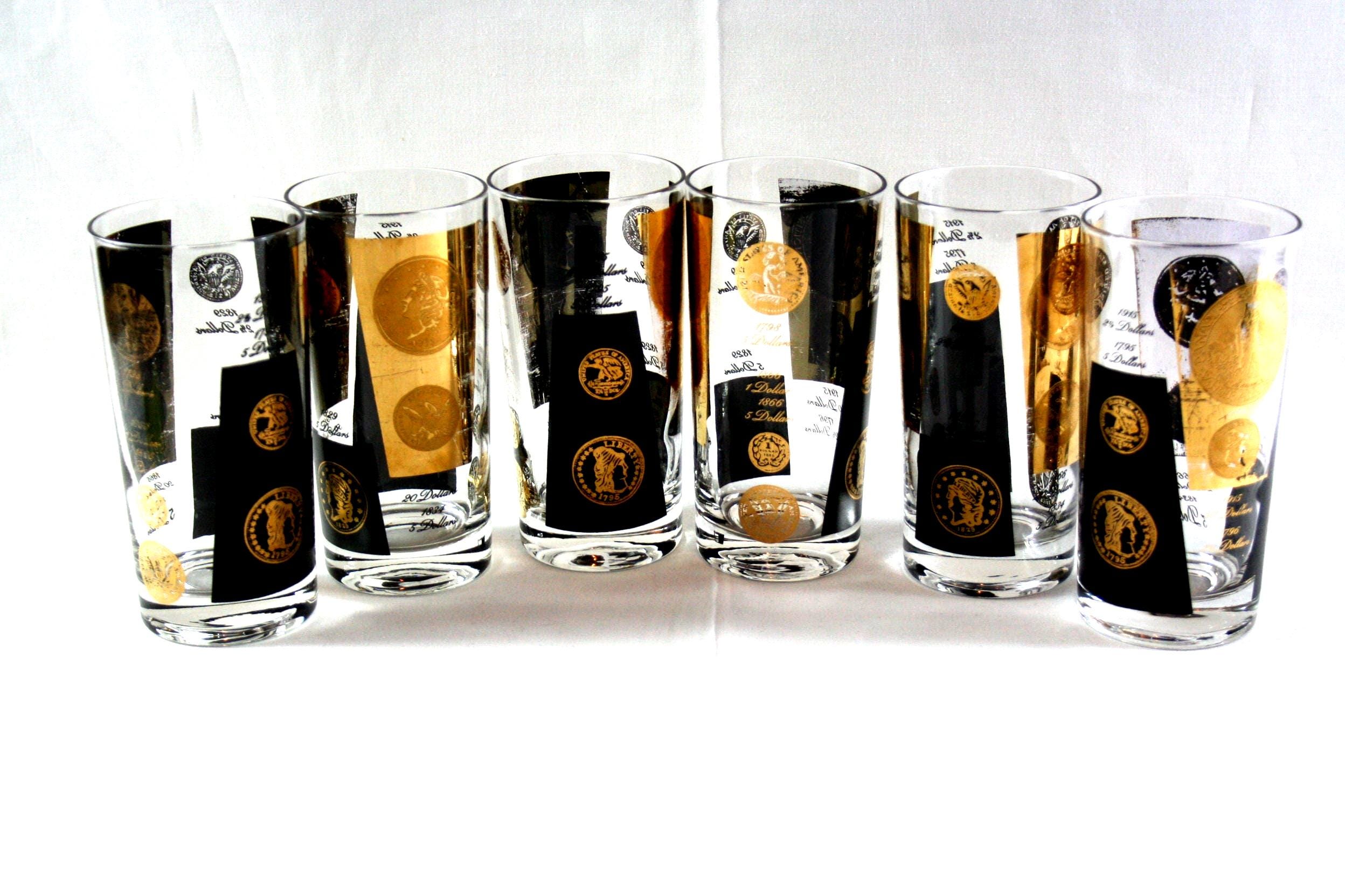 ヴィンテージ ゴールドコイン ハイボールグラス - Cera Bob Wallock - 6個セット - Etsy 日本