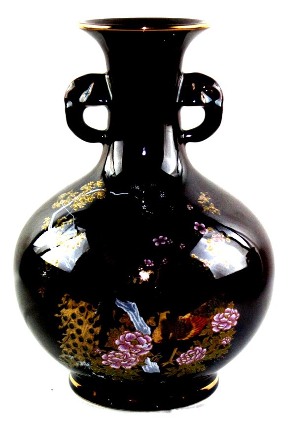 Yamaji Peacock Vase: 1970s Japanese Double Handle Pottery - Etsy