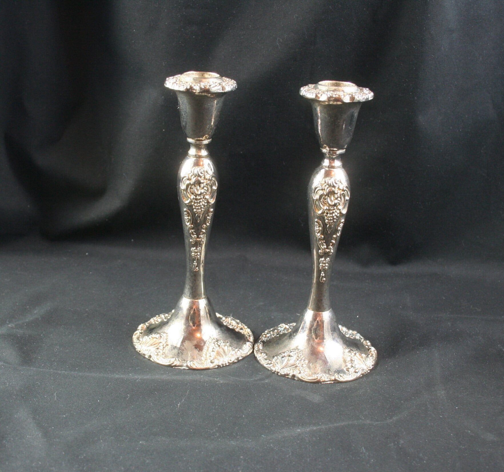 Godinger baroque Silver Plate Candlestick Pair 1980s. Etsy Canada