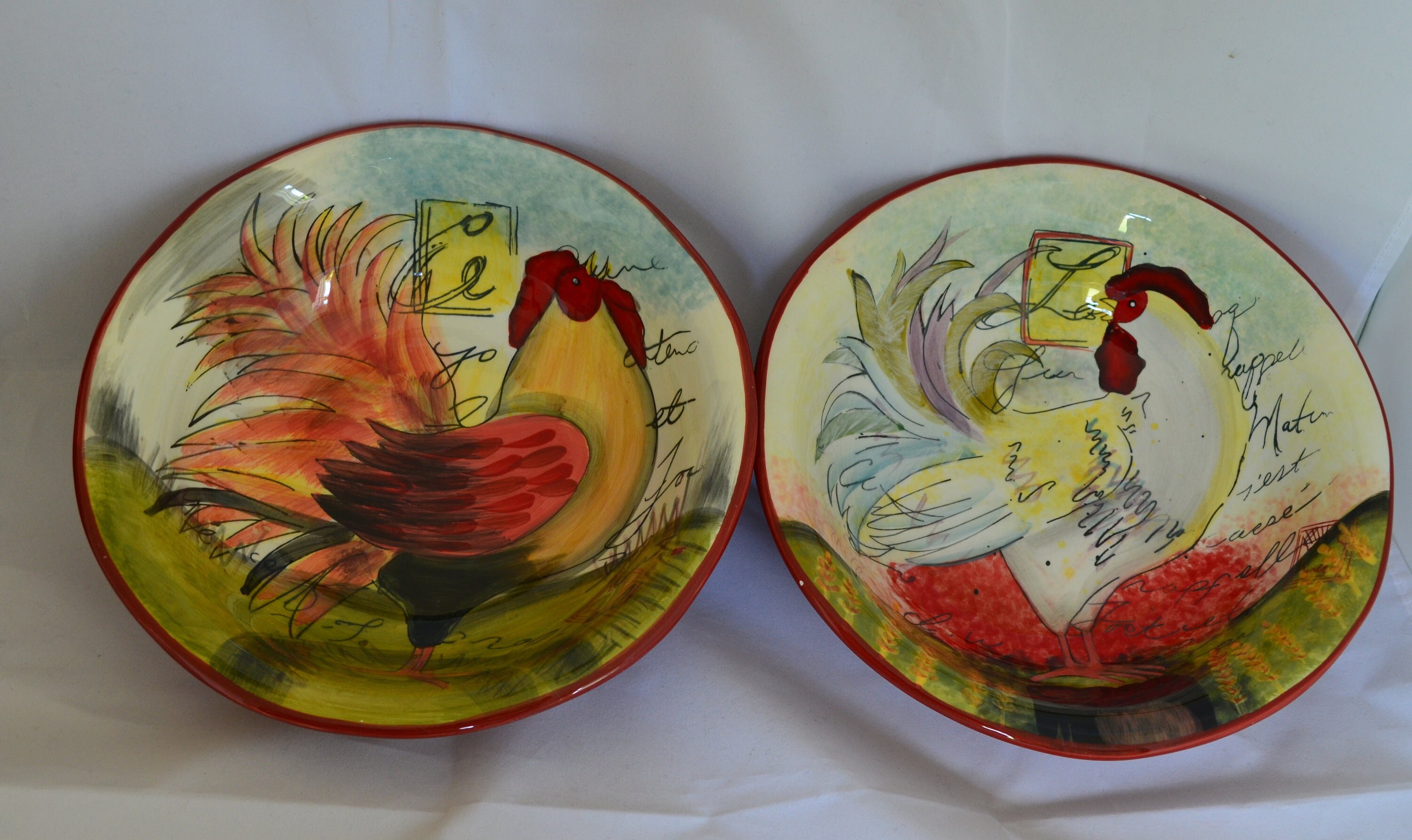 Susan Winget Rooster Plates and Bowls Set - Certified  display picture 1
