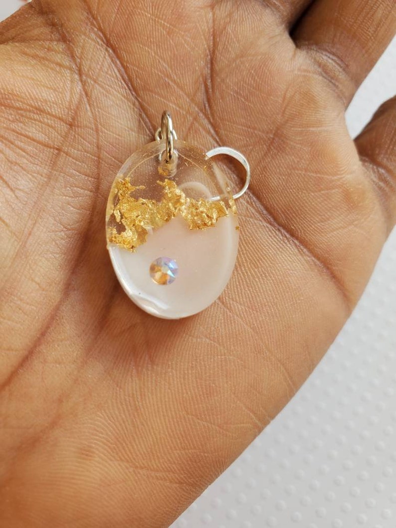 Soft Pink /& Goldleaf Oval Earrings