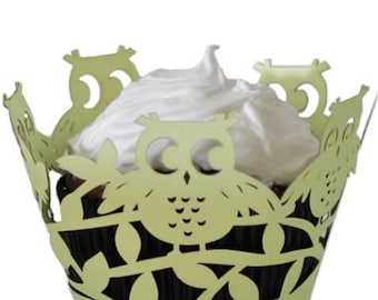 Owl Cupcake Wrappers Genuine Paper Orchid
