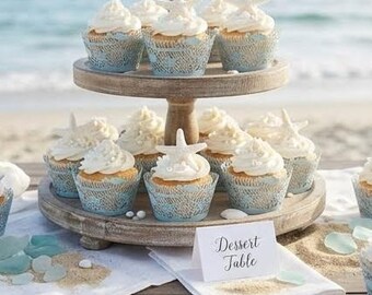 Reef Cupcake Wrappers - pale blue - under the sea theme - genuine Paper Orchid
