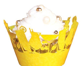 Yellow Cocktail Cupcake Wrappers Genuine Paper Orchid