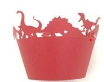Red Dinosaur Cupcake Wrappers