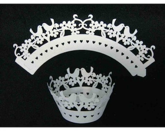 White Lovebirds Cupcake Wrappers