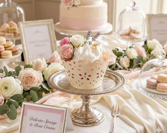Ivory Daisy Cupcake Wrappers, Floral Wedding Decor (12 Pack)