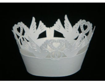 White or Ivory Dove Cupcake Wrappers