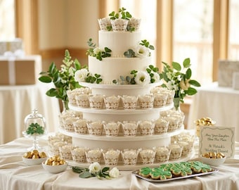 White Shamrock Cupcake Laser cut Wrappers