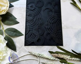 Black Eternal Rings Laser-cut Invitations Paper Orchid