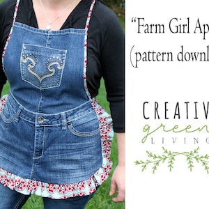 Farm Girl Recycled Denim Apron PDF DOWNLOADABLE Pattern image 1