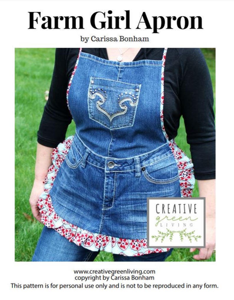 Jean Apron PDF DOWNLOADABLE Pattern Etsy