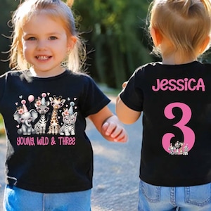 Young Wild and Three 3rd Birthday Girl Shirt,