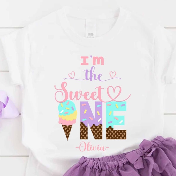 Sweet one ice cream girl birthday shirts, Family matching sweet one birthday, 1st birthday party, 1st birthday girl outfit,pastl rainbow 217