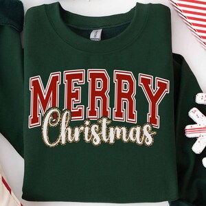 Merry Christmas Sweatshirt, Christmas Shirts, Merry Christmas Crewneck, Cute Winter Sweater Unique Holiday Gift Merry Sweatshirt C206