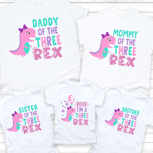 Three rex 3 rex girl dinosaur birthday shirt, 3 rex birthday shirt, girl dinosaur birthday shirt, 3rd birthday shirt, birthday family, 7-85