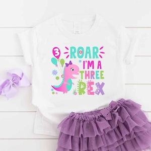 Three rex Birthday shirt, dino shirt, birthday girl dinosaur, personalized dinosaur birthday, family matching dinosaur, three-a-saurus, 7-84