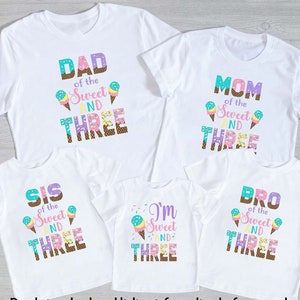 Ice Cream Birthday Shirt, three is so sweet ice cream birthday, 3rd Birthday ice cream Shirt, Ice Cream Birthday, Girls Birthday Shirt 162