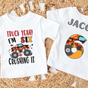 Monster Truck Crushing IT Birthday Shirt, personalized monster truck 6th birthday shirt, Boy&#39;s Truck Birthday Shirt, Monster Truck Racing