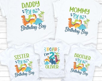 Dinosaur Birthday shirt, Dinosaur personalized birthday shirt, Dino birthday shirt, Dinosaur family matching shirts, t-rex birthday boy 7-48