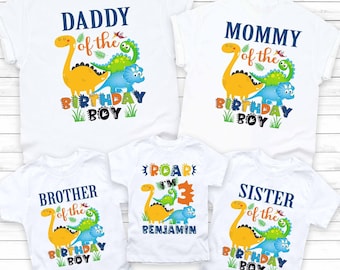 Dinosaur Birthday shirt, Dinosaur personalized birthday shirt, Dino birthday shirt, Dinosaur family matching shirts, t-rex birthday boy 7-44