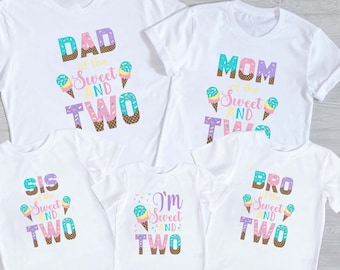 Ice Cream Birthday Shirt, two sweet ice cream birthday, matching Ice Cream Birthday Shirts, Ice Cream Birthday, Girls Birthday Shirt 161