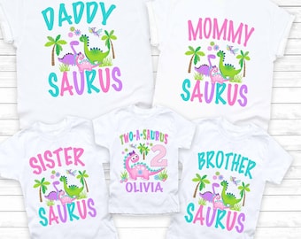 Dinosaur Birthday shirt, dino shirt, birthday girl dinosaur, personalized dinosaur birthday, family matching dinosaur, one-a-saurus, 7-73