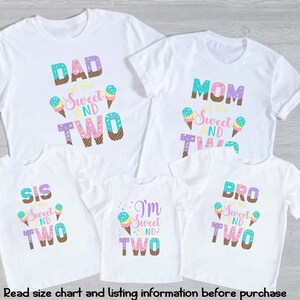 Ice Cream Birthday Shirt, two sweet ice cream birthday, matching Ice Cream Birthday Shirts, Ice Cream Birthday, Girls Birthday Shirt 161