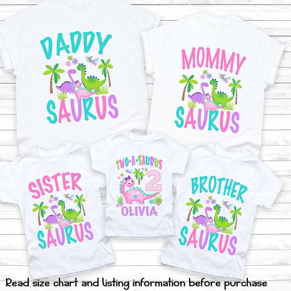 Dinosaur Birthday shirt, dino shirt, birthday girl dinosaur, personalized dinosaur birthday, family matching dinosaur, one-a-saurus, 7-73