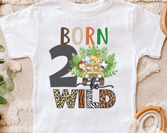 Born to be wild safari animals birthday shirt, jungle zoo 2nd second birthday safari shirt, two wild birthday, two wild shirt, 2nd birthday