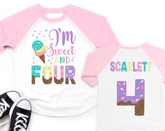 Ice cream girls 4th birthday shirt, Ice-cream 4th birthday party, 4th bday ice cream shirt, ice cream birthday, ice cream birthday party 167