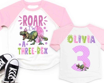 Three rex 3 rex girl dinosaur girl shirt, 3 rex birthday shirt, girl dinosaur birthday shirt, 3rd bday shirt, birthday family, three rex 136