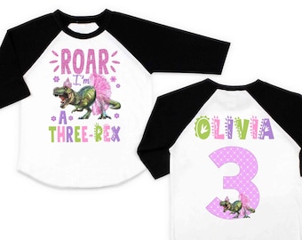 Three rex 3 rex girl dinosaur girl shirt, 3 rex birthday shirt, girl dinosaur birthday shirt, 3rd birthday shirt, birthday family, three rex