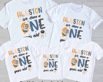 Houston We Have A One Year Old First Birthday, Outer Space 1st Birthday Shirt, Matching Family Shirts, to the moon, mommy Moon Birthday 216