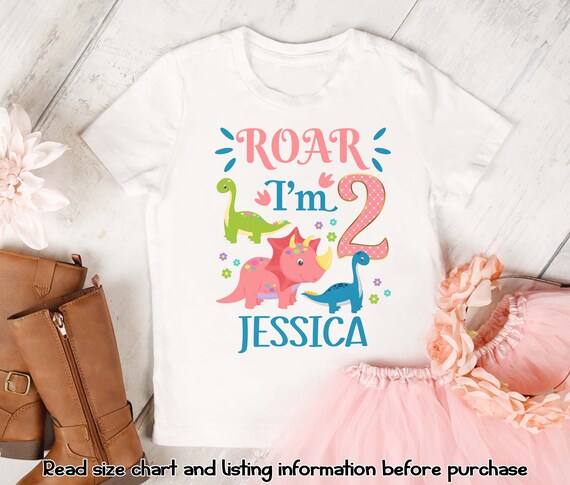 Girl dinosaur birthday shirt deals
