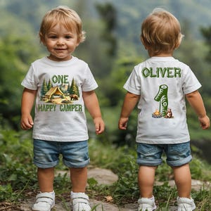 One happy Camper first birthday, camping 1st birthday, camping party, camping first birthday, camping theme,  camping bday shirt 246