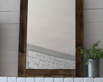 Farmhouse Mirror, Reclaimed Wood Mirror, Large Mirror, Rustic Mirror, Farmhouse Decor, Hanging Mirror, Bathroom Mirror, Vanity Mirror,Mirror