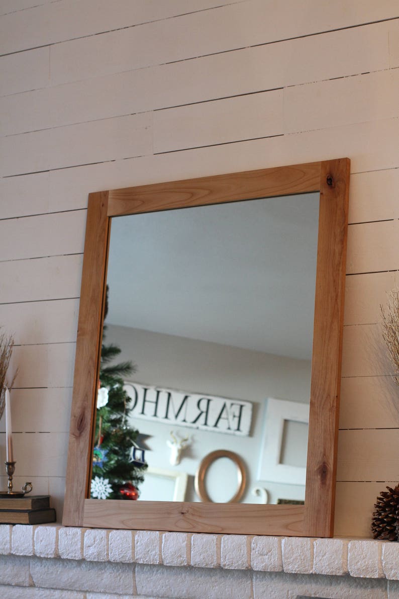 Large Wood Mirror Wall Bathroom Farmhouse Decor Style Modern
