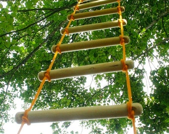 Long rope ladder for hard to reach places and playgrounds, mounts on both ends