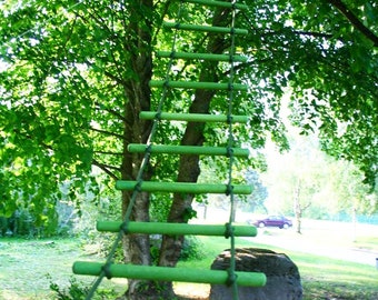 Rope ladder for hard to access places and playgrounds