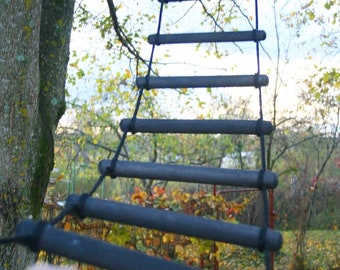 Long rope ladder for hard to access places and playgrounds